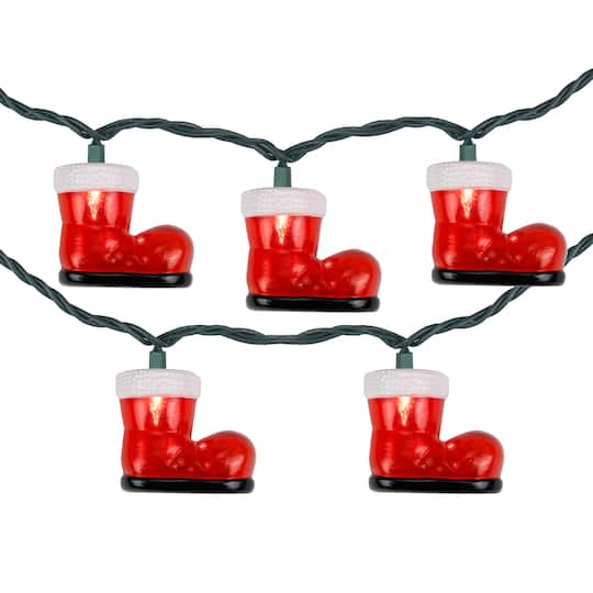 10-Count Santa's Boots Christmas Light Set 7.5ft Green Wire By Northlight in Red | 7.5 ft | Michaels®